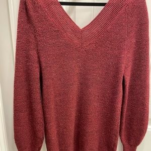 Off the shoulder burgundy tunic sweater